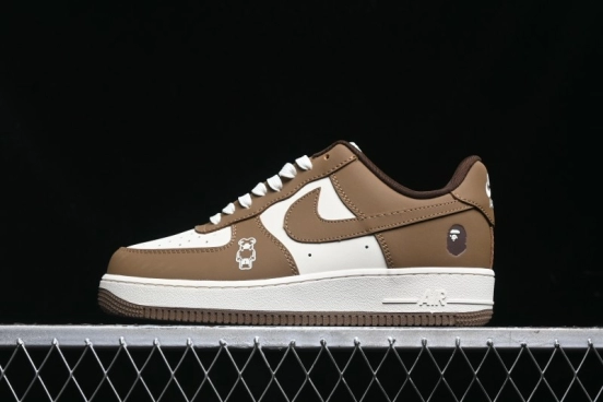 Nike Air Force 1 '07 Low Bape Collaboration - Brown Violent Bear Casual Sneakers - DF0188-013