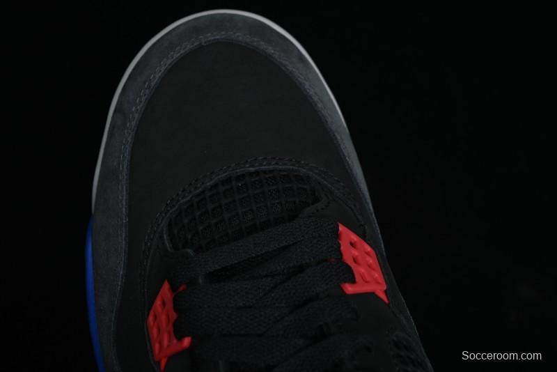 Nike Air Jordan 4 Retro Basketball Shoes with Black-Grey-Blue Color Blocking - FV5029-003