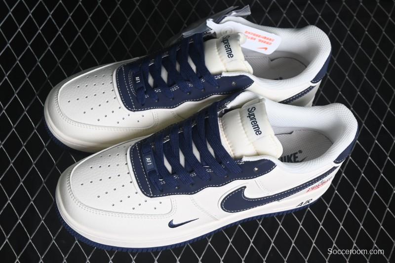Nike Air Force 1 '07 Low Stone Island x Supreme Collaboration - Navy Blue & Off-White Low-Top Casual Sneakers - BB1616-302