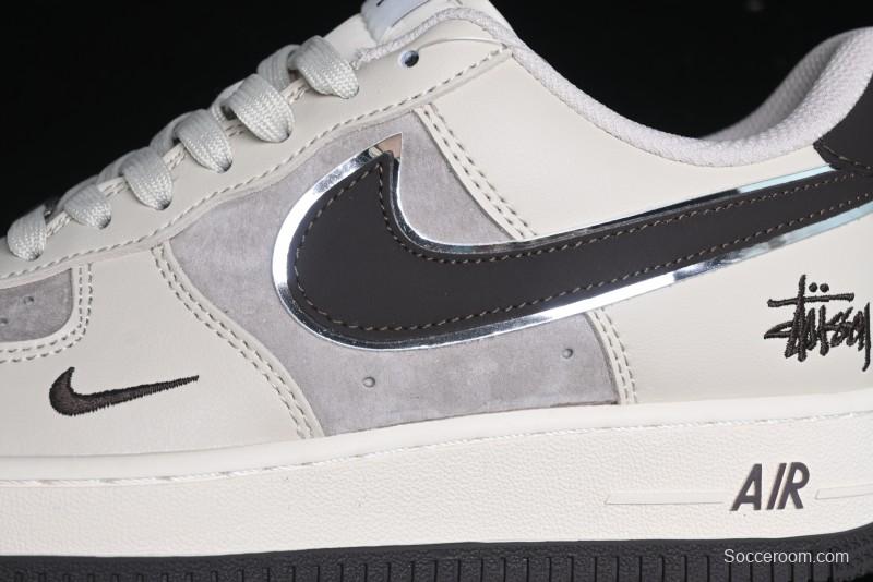 Nike Air Force 1 '07 Low Stussy Collaboration - White Black Sole Low-Top Casual Sneakers - XZ6188-279
