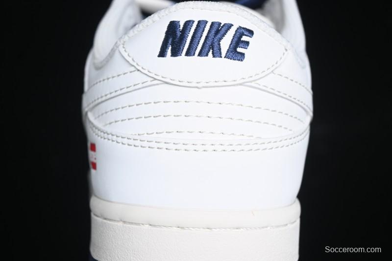 Nike SB Dunk Low Supreme Collaboration - White Blue Color Blocking with Mini Swoosh Anniversary Custom Edition Low-Top Casual Skate Shoes - BB8675-110