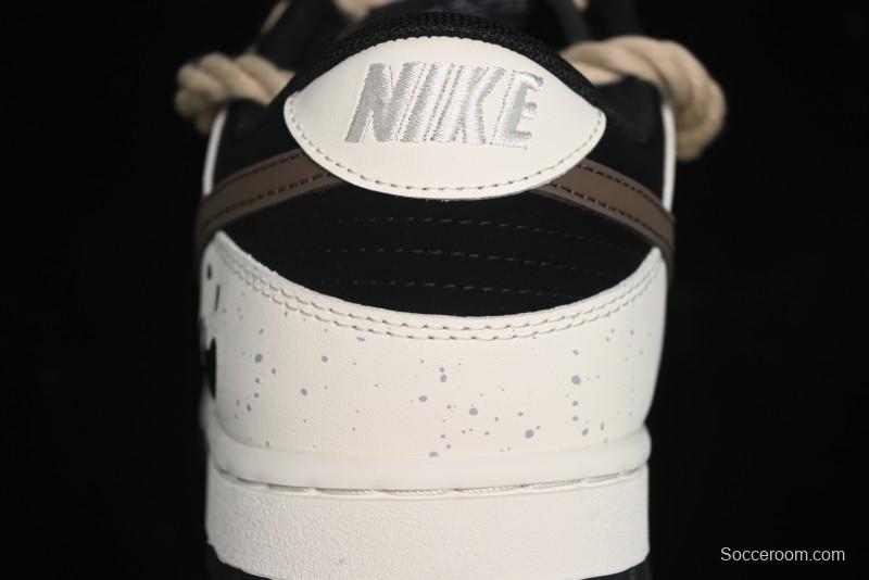 Nike Dunk Low Retro Casual Sneakers with Little Panda and Dopamine Mocha Design - DD1391-100