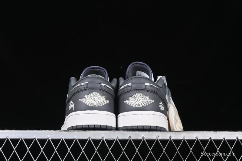 Nike Air Jordan 1 Low Stussy Collaboration - Signal Black Retro Basketball Shoes - XX3318-966