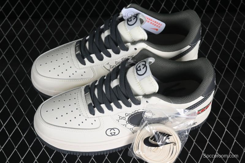 Nike Air Force 1 '07 Low Gucci Collaboration Beige Grey Pattern Low-Top Casual Sneakers - XZ6188-723