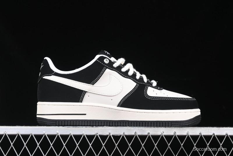 Nike Air Force 1 '07 Low Stussy Collaboration - Beige Black with Red Tab Low-Top Casual Sneakers - SJ6698-014