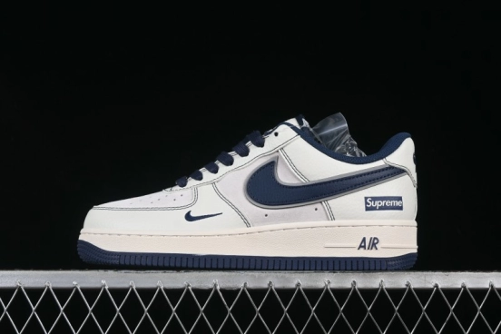 Nike Air Force 1 '07 Low Supreme Collaboration Navy Blue Line Low-Top Casual Sneakers - XZ6188-019