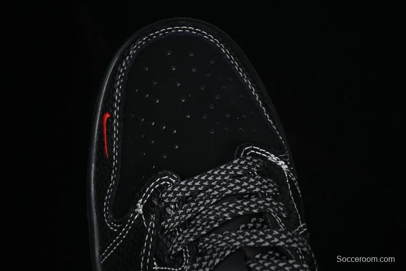 Nike Travis Scott x Fragment Design x Air Jordan 1 Low OG SP AJ1 Year of the Snake Limited Black Snake Web Low Top Casual Sneakers - CH6336-018