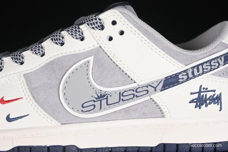 Nike SB Dunk Low Stussy Collaboration Beige Grey Print Grey Swoosh Anniversary Custom Low-Top Casual Skate Shoes - DM6868-009