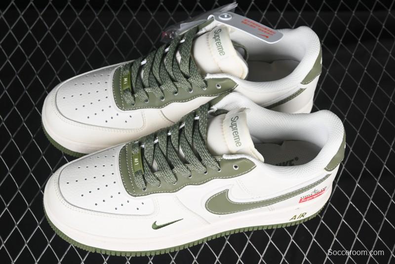 Nike Air Force 1 '07 Low Stone Island x Supreme Collaboration Beige Green Swoosh Low-Top Casual Sneakers - BB1616-301