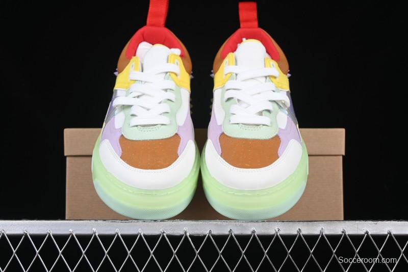 Christian Louboutin Funnyto Flat French Luxury Brand Green Color Block Low Top Sneakers - X.D4