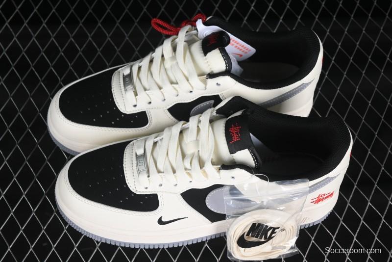 Nike Air Force 1 '07 Low Stussy Collaboration Beige Grey Black Low-Top Casual Sneakers - XZ6188-766