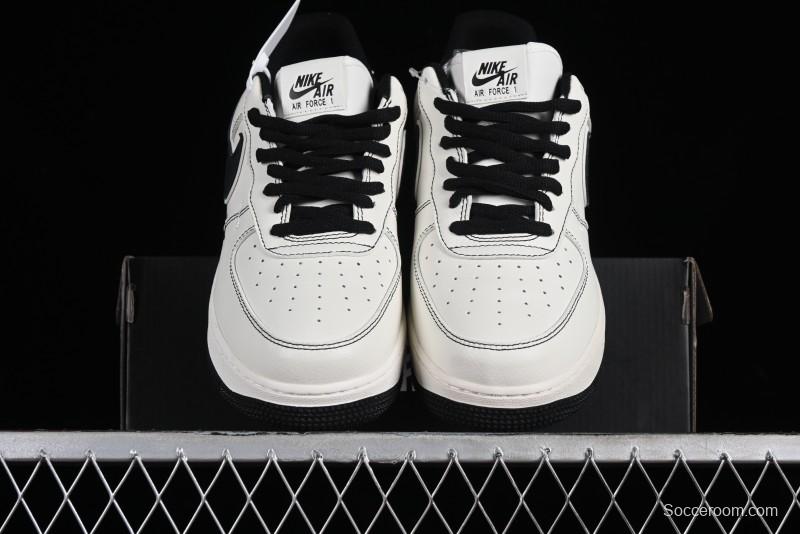 Balenciaga x Nike Air Force 1 '07 Low Triple Swoosh Beige Black Casual Shoes - FR0538-090