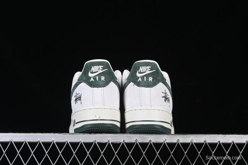 Nike Air Force 1 '07 Low Stussy Collaboration Green Suede Swoosh Low-Top Casual Sneakers - CH6336-511