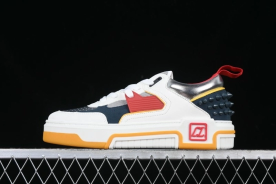 Christian Louboutin Funnyto Flat Comfortable Fashion Low-Top Sneakers in White Yellow Red - X.D4