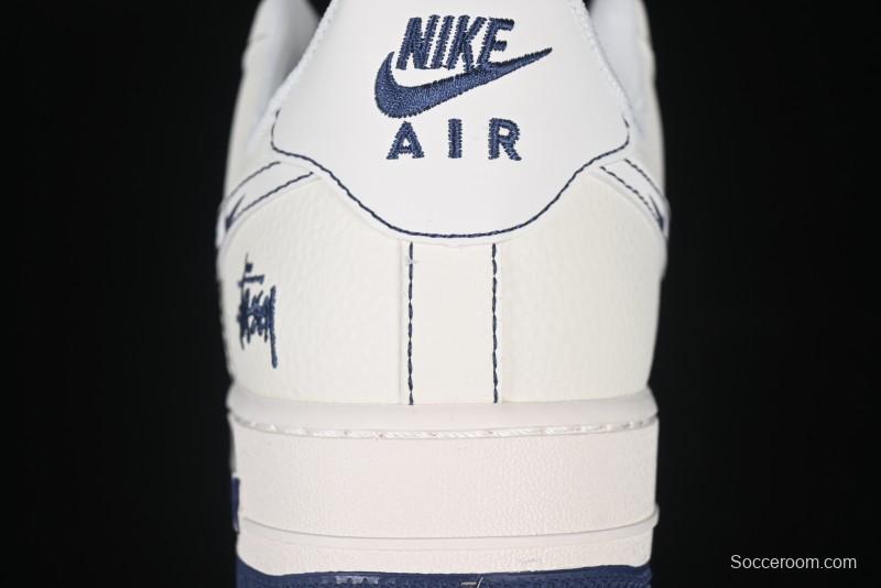 Nike Air Force 1 '07 Low Stussy Collaboration Grey Swoosh Casual Sneakers - HH7518-063