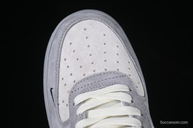 Nike Air Force 1 '07 Low Stussy Collaboration Grey Blue Pig Bear AF1 Low Top Casual Sneakers - DF0188-017