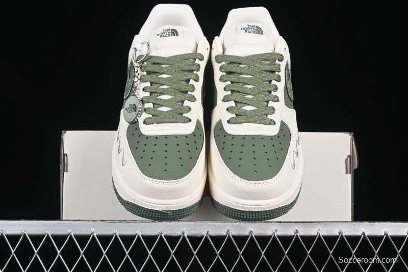 Nike Air Force 1 '07 Low The North Face Collaboration Beige Green Mini Swoosh Casual Sneakers - KK1988-043