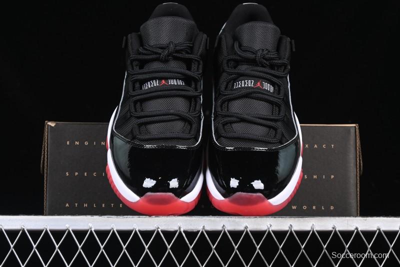 Nike Air Jordan 11 Low Bred Basketball Shoes with Patent Leather and Carbon Fiber - FV5104-006