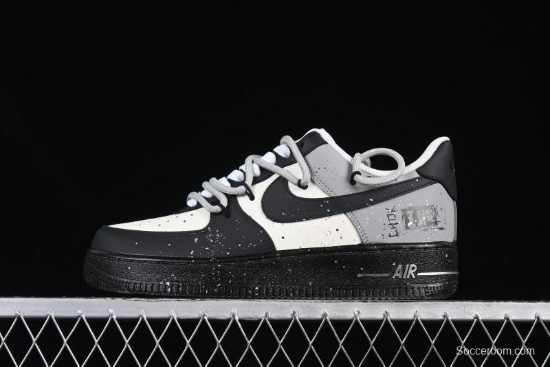 Nike Air Force 1'07 Low Star Graffiti Hand-Painted Casual Sneakers with Full-Length Air Cushion - XV7981-476