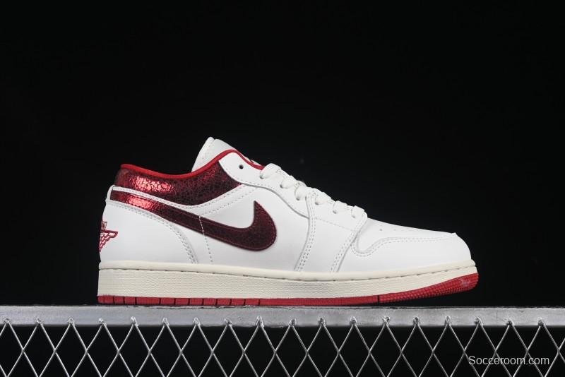 Nike Air Jordan 1 Low AJ1 White Red Low Top Casual Sneakers - HJ9338-106