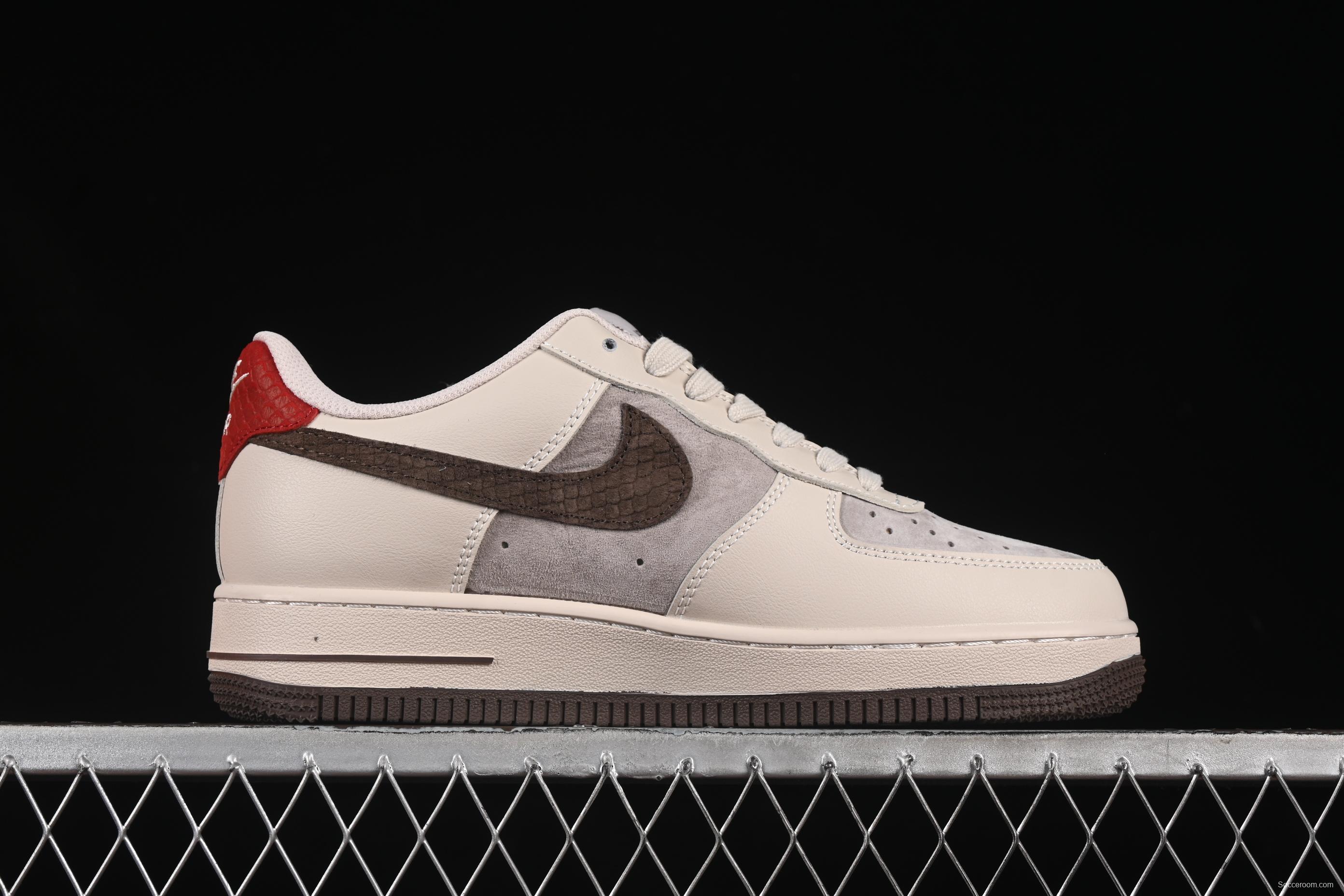 Nike Air Force 1'07 Low LV Collaboration Tan Brown Red Sole Casual Sneakers - XX3168-129