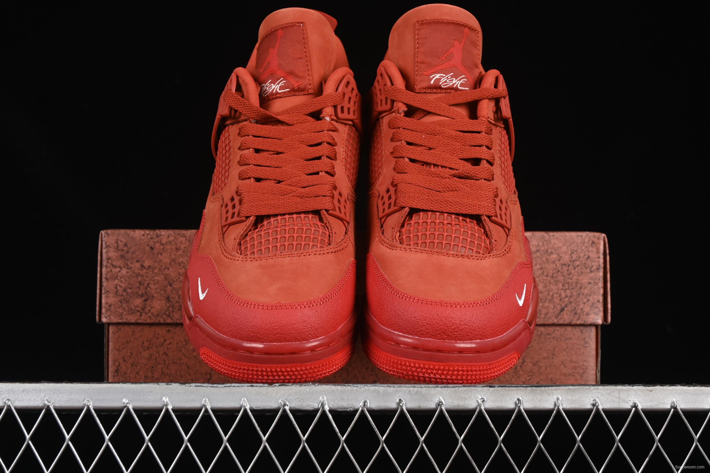 Nike Nigel Sylvester x Air Jordan 4 Retro OG "Brick By Brick" High-Top Sneakers with Suede and Leather Details - HF4340-800