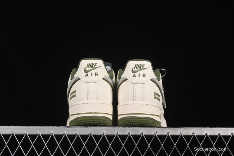 Nike Air Force 1 '07 Low Supreme Collaboration Military Green Multi Swoosh Casual Sneakers - XX3168-148