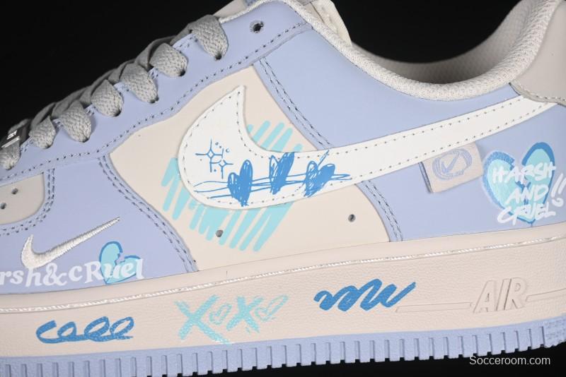 Nike Air Force 1'07 Low "Blue Star Love" 520 Series Limited Edition Casual Sneakers - DB3301-991