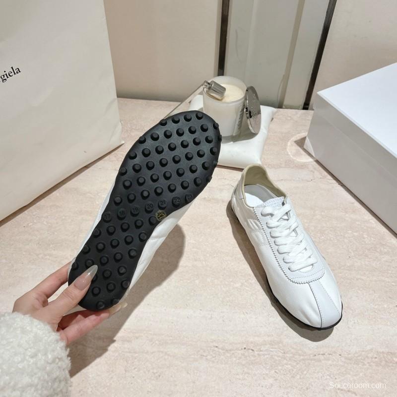 2025 Women MM6 White Leather Sneakers