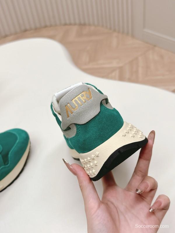 2024 Men Autry green beige suede mesh sneakers 