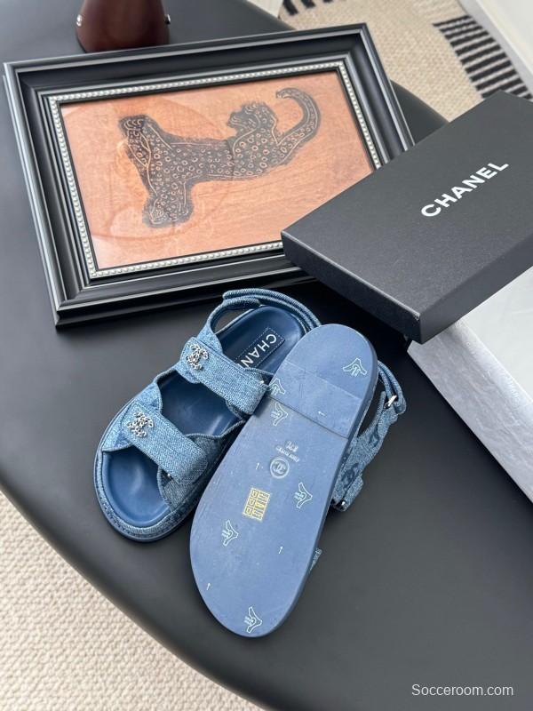 2025 Women Chanel Blue Denim Sandals LY00320