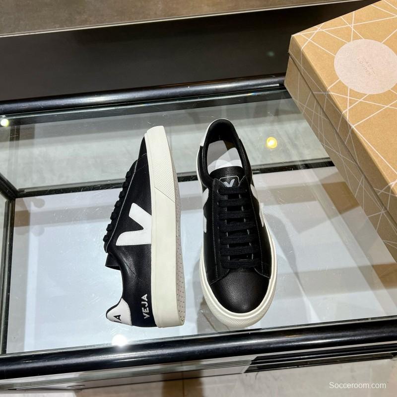 2025 Unisex VEJA Black White Leather Sneakers