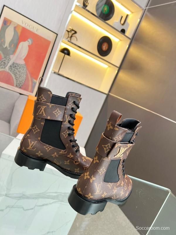 2024 Women Louis Vuitton Brown Leather Boots MJ00320