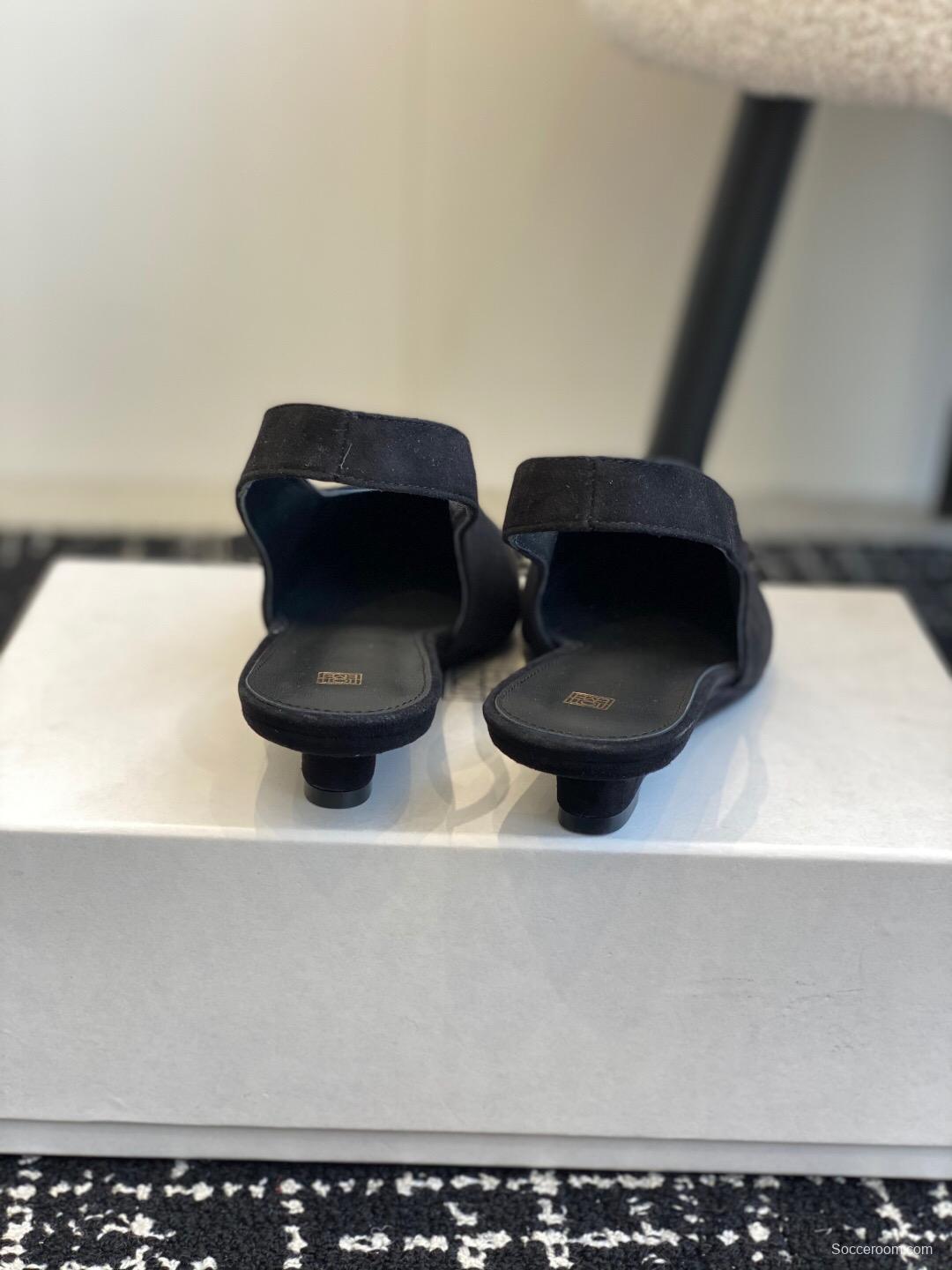 2025 Women Toteme Black Suede Slingback Pumps