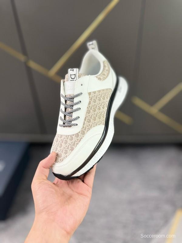 2024 Unisex Dior Beige White Fabric Leather Sneakers MJ00270