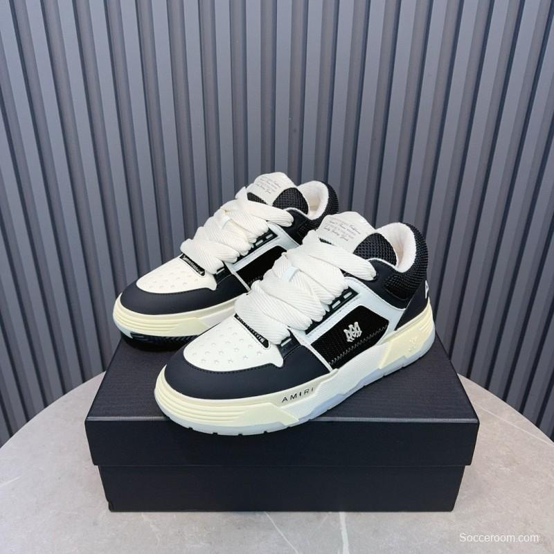 2024 Unisex Amiri Black White Leather Sneakers MJ00360