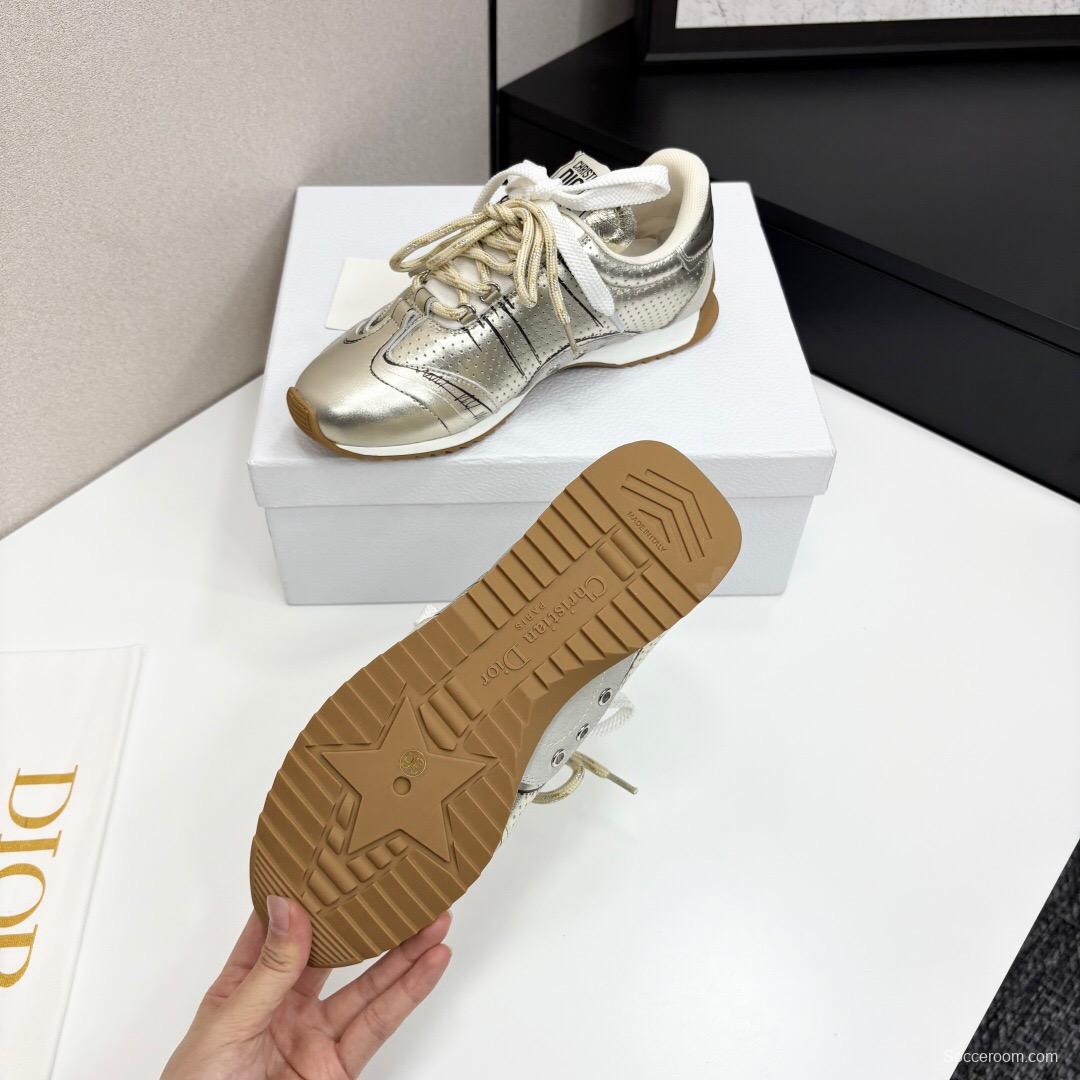 2025 Women Dior Silver Leather Running Shoes LY00300