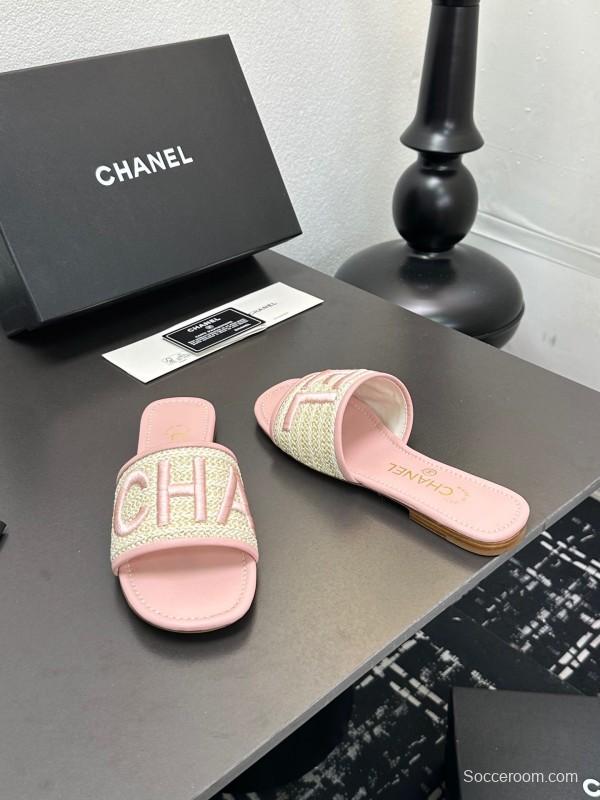 2025 Slippers CHANEL Pink Tweed Slippers