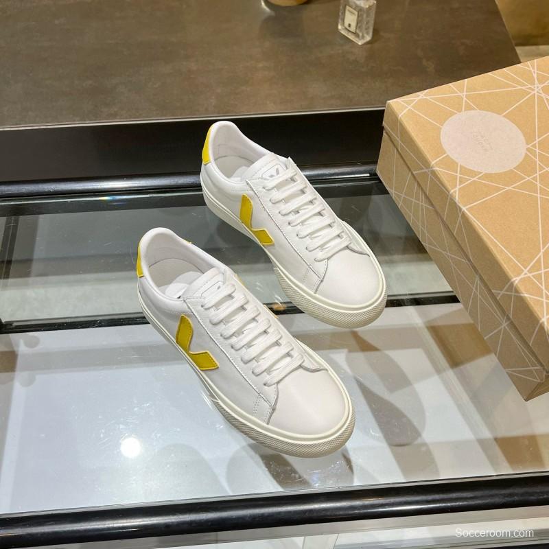 2025 Women VEJA White Yellow Leather Sneakers MJ00240(F)