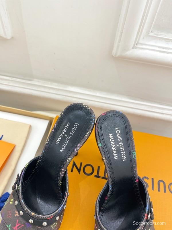 2025 Women Louis Vuitton Multicolor Leather High Heel Mule
