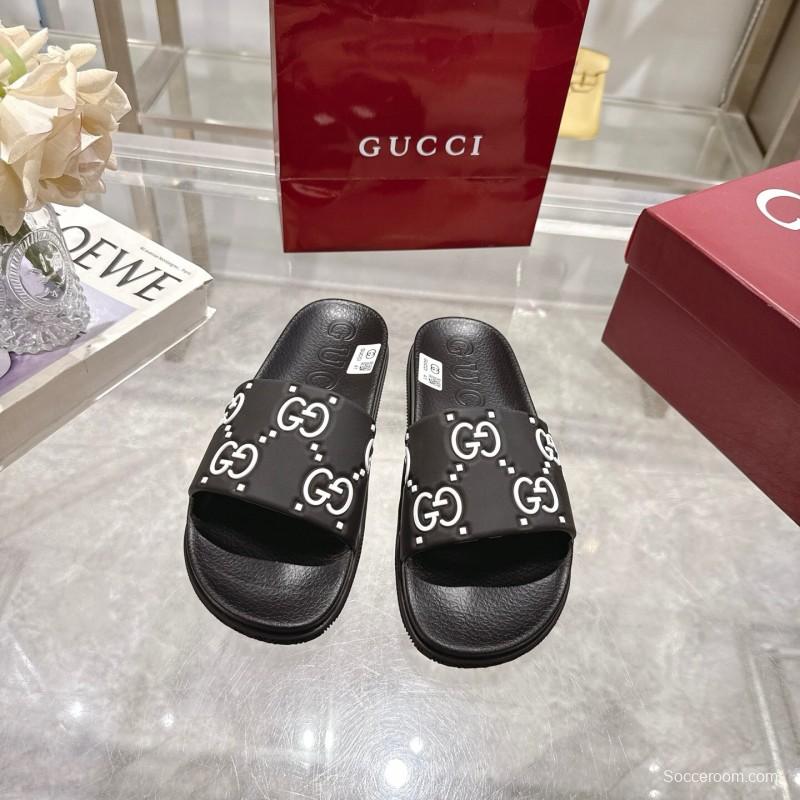 2025 Gucci Black Rubber Slippers