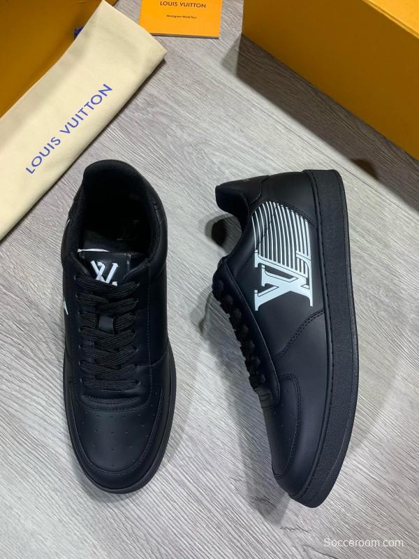 2024 Unisex Louis Vuitton Black Leather Sneakers High Frequency Brand Totem MJ00380