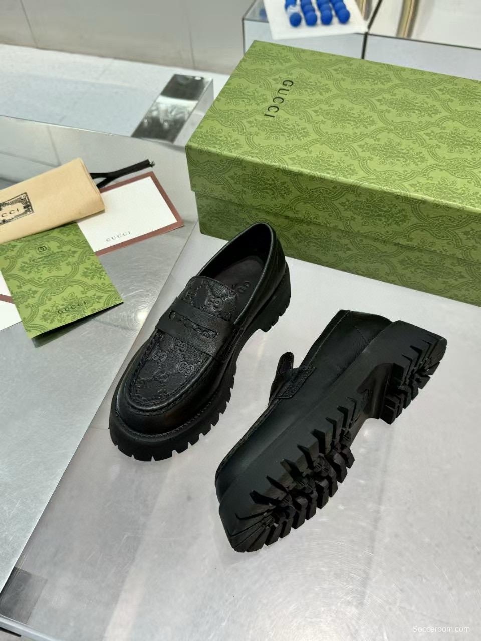 2024 Women Gucci Black Leather Loafers MJ00320