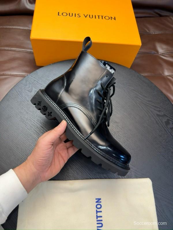 2024 Men Louis Vuitton Black Calf Leather High-top Casual Shoes MJ00440