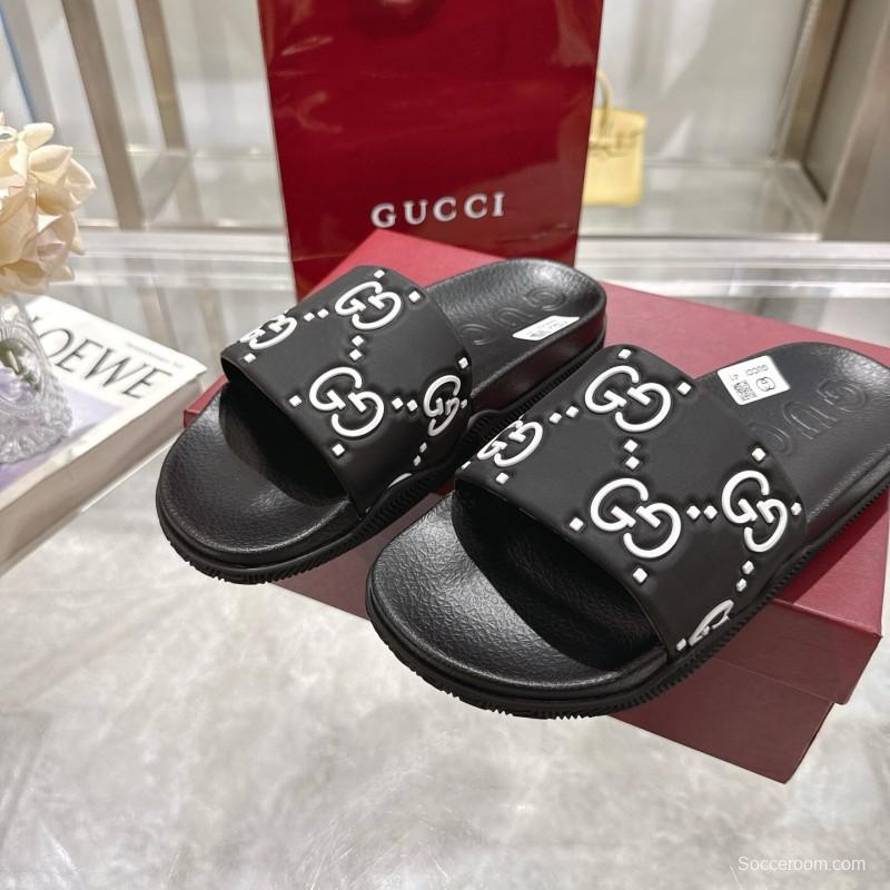 2025 Gucci Black Rubber Slippers