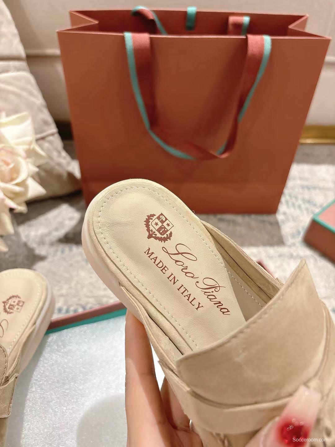 2025 Slippers Loro Piana Beige Suede Slippers