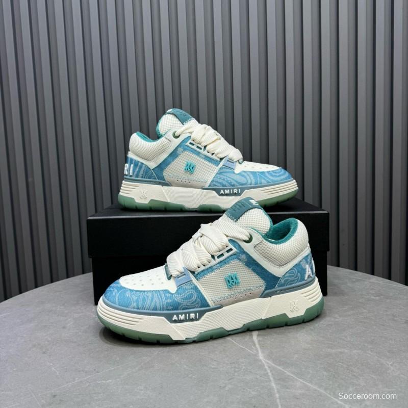 2024 Unisex Amiri Blue White Mesh Leather Sneakers MJ00360