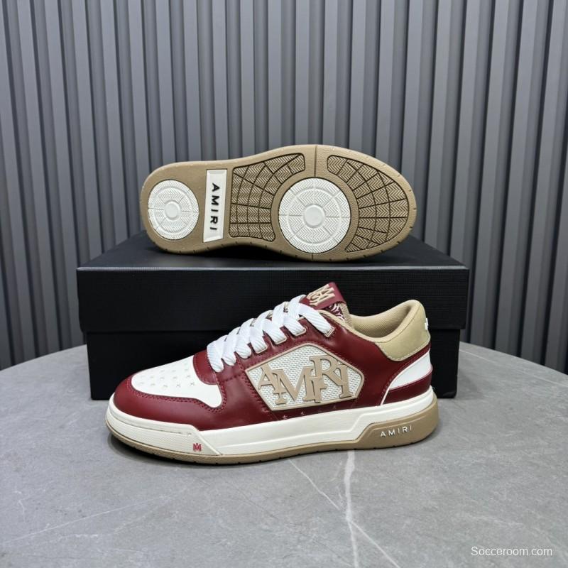 2025 Unisex Amiri Red White Beige Leather Sneakers MJ00360