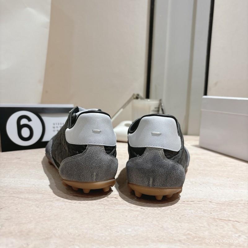 2025 Unisex Maison Margiela Black Grey Nylon Suede Sneakers Distressed LY00360