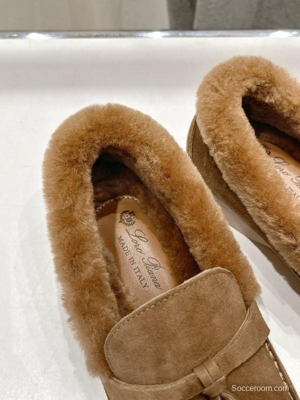 2024 Women Le Parmentier brown suede shearling loafers